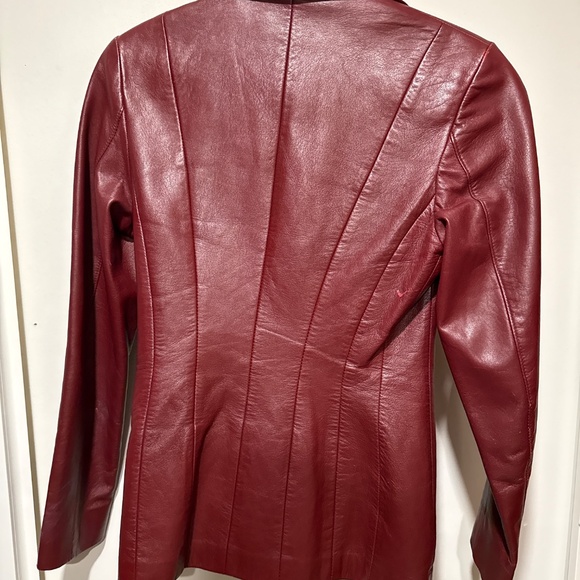 Burgundy Genuine Leather jacket - Picture 2 of 4